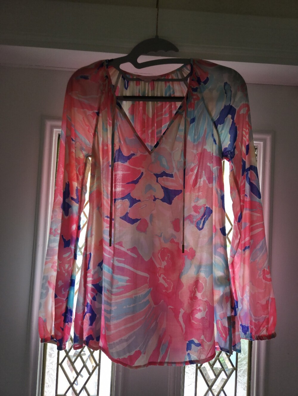 Lilly Pulitzer Pink Blue Floral Blouse